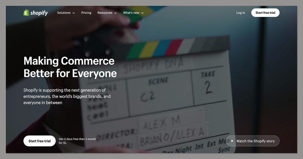 shopify homepage 2024