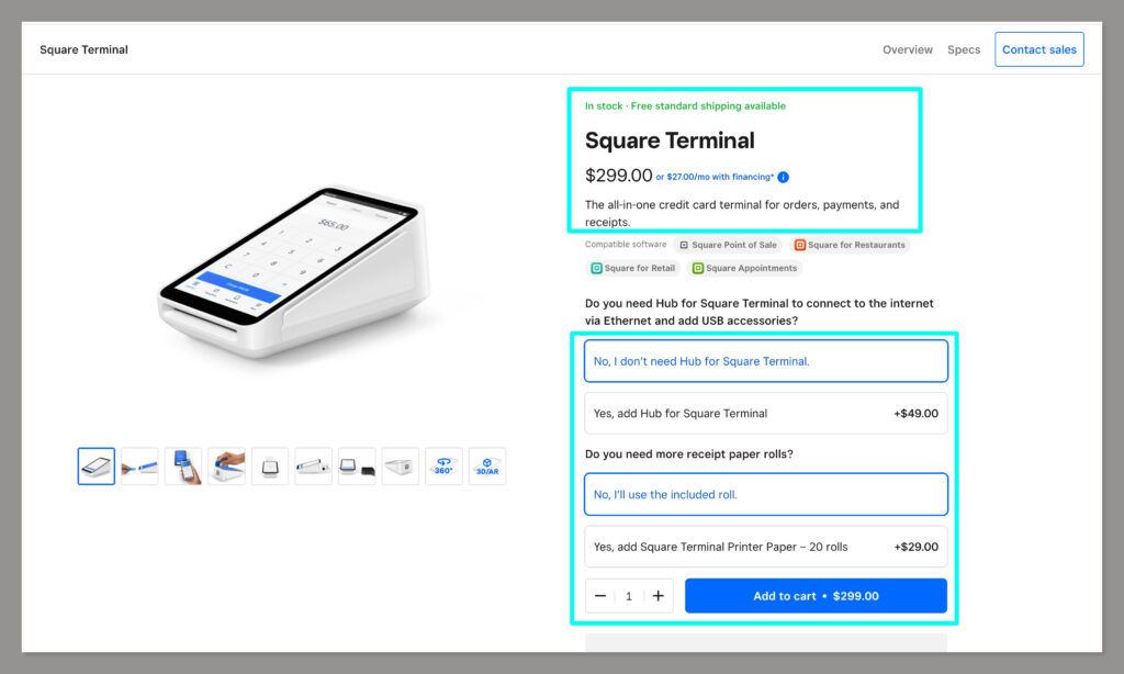 square terminal price
