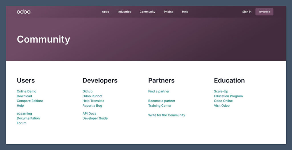 Community-Odoo-Homepage