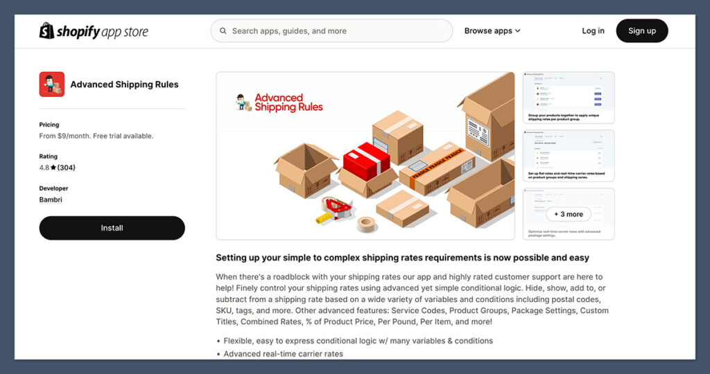 Advanced Shipping Rules App